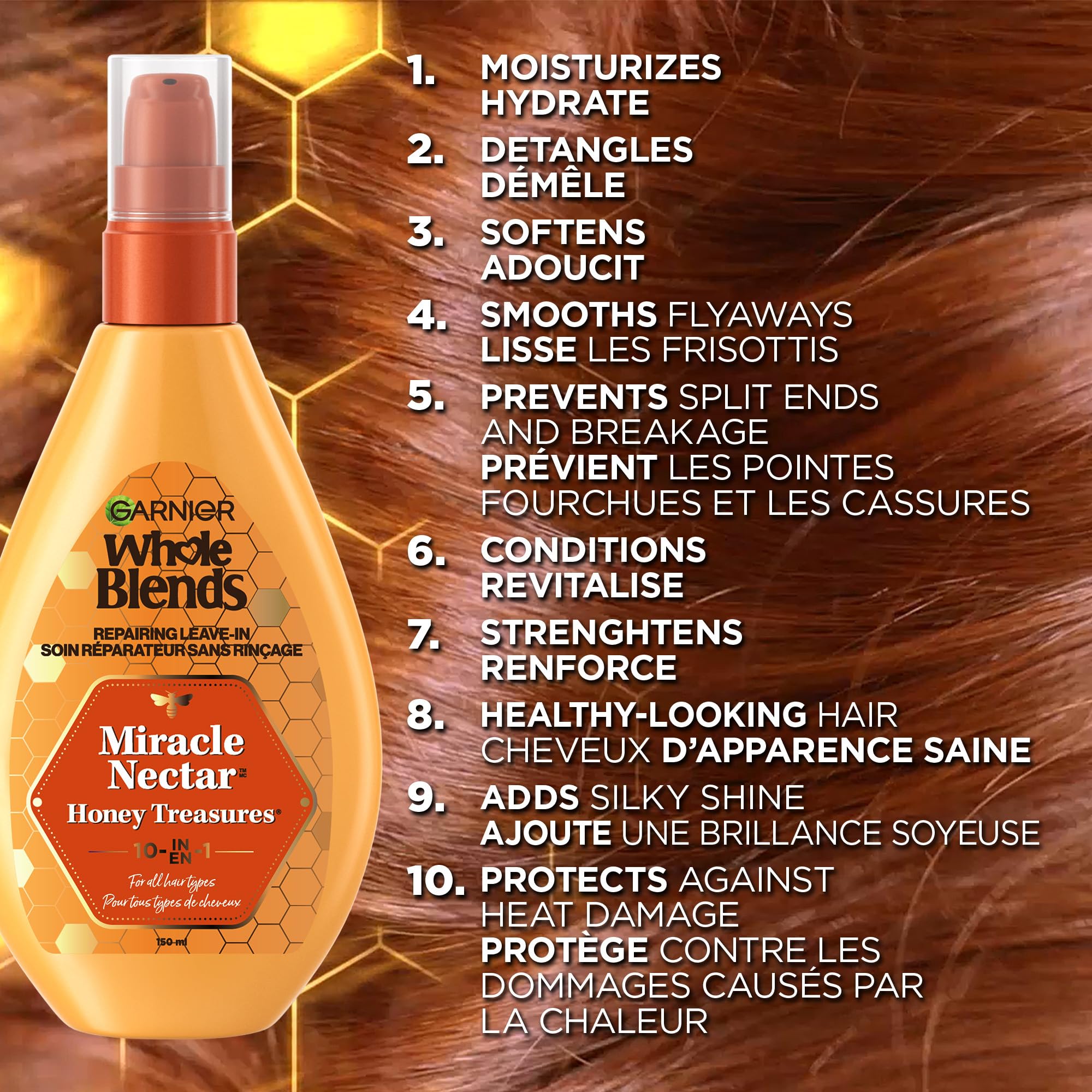 Garnier Hair Care Whole Blends Leave-in Miracle Nectar Honey Treasures Leave-In Treatment, 5 Fl. Oz (Pack of 1)